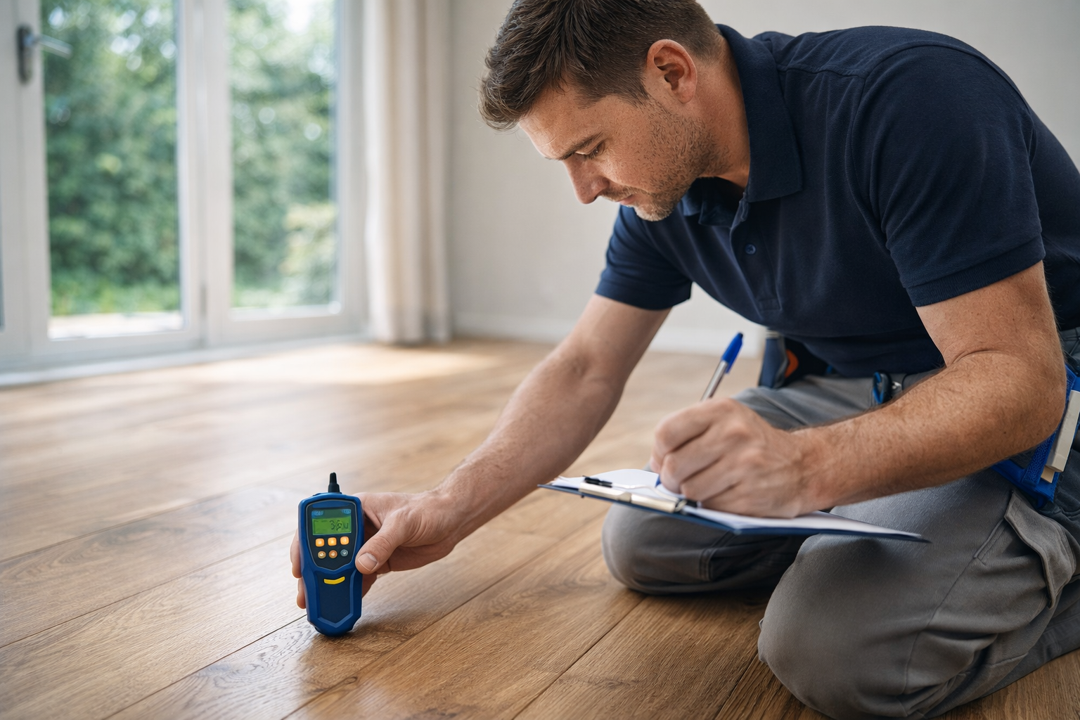 Technicien vérifiant l'humidité du sol
